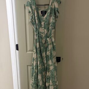 Modcloth Mint Green Floral Wrap Maxi Dress
